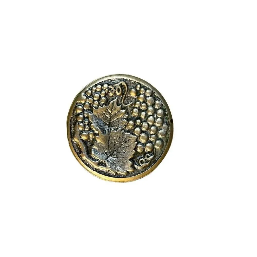 vintage brass cut out dish / brass dish with raised relief grape pattern / vinta